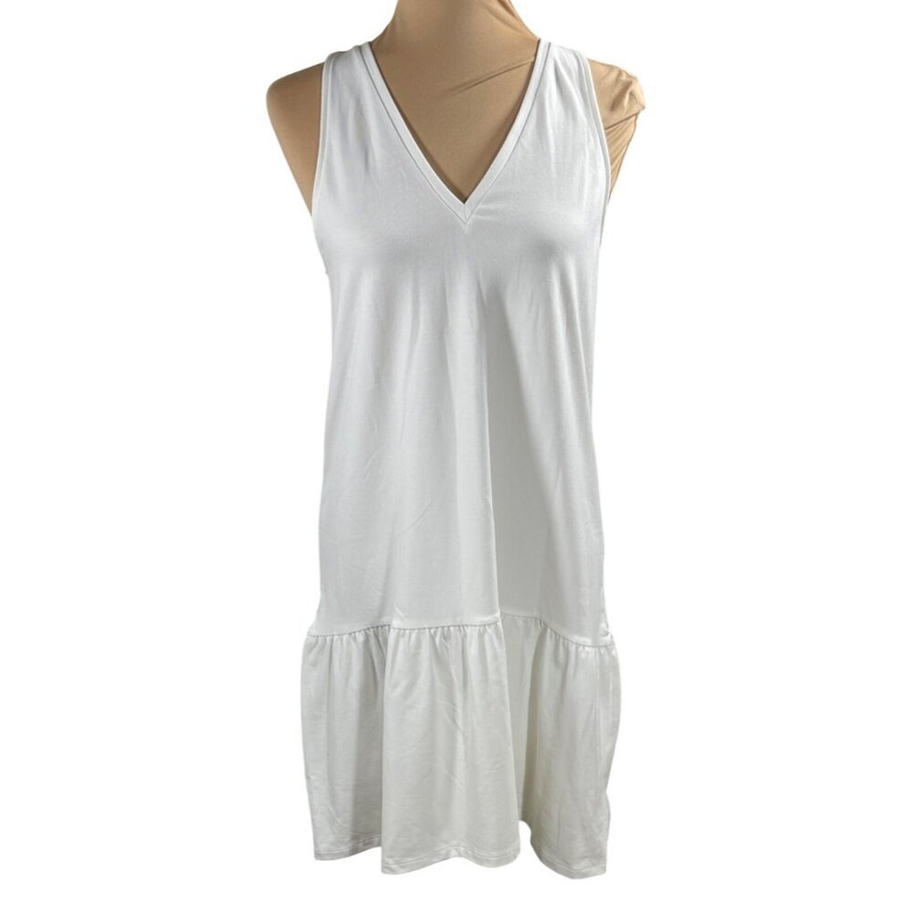 New A New Day Tank Dress Cream White Ruffle V-Neck Size S Small